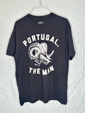 Portugal. The Man Graphic T-Shirt Black Ram Logo Cotton Tee Men’s Small